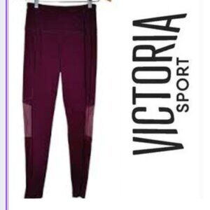 Victoria Sport Burgundy Mesh Panel High-Rise Leggings (S)